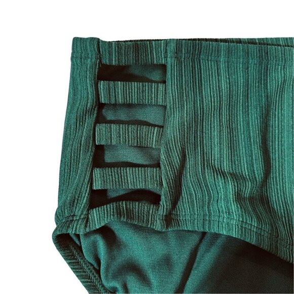TIME & TRU Mid-Rise Bikini Swimsuit Bottoms 3X (24W-26W) Green Open Sides NEW - Picture 3 of 13